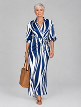 Nerys™ Blue Striped Flowing Maxi Dress