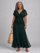 Fiorella™ Pleated Green Occasion Dress