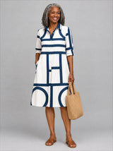 Rosalba™ Blue and White Midi Dress