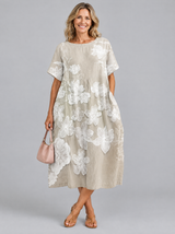 Hesper™ Khaki Floral Relaxed Dress