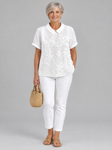 Dorota™ Embroidered Floral Button Up Shirt