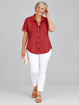 Thessaly™ Linen Short Sleeve Button Up Shirt