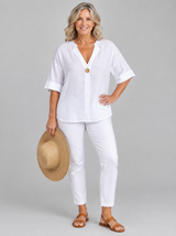 Niamh™ Pure Linen Relaxed V-Neck Top