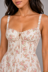 Idonea™ Cream Floral Strappy Midi Dress