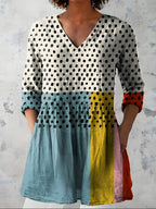 Dottie™ Polka Dot Colour Block Longline Blouse