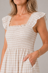 Larissa™ Beige Strappy Summer Midi Dress