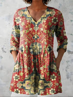 Cosima™ Brick Red Tapestry Longline Blouse