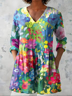 Claudette™ Impressionist Garden Longline Blouse