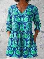 Damaris™ Royal Blue Damask Longline Blouse