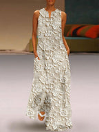 Solveig™ Sleeveless Lace Print Maxi Dress