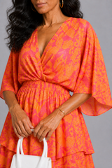Wanda™ Coral Ruffle Detail Mini Dress