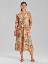 Benedetta™ Soft Floral V-Neck Midi Dress