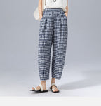 Caro™ Navy Gingham Relaxed Trousers