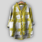 Greer™ Chartreuse Painted Check Ruffle Tunic