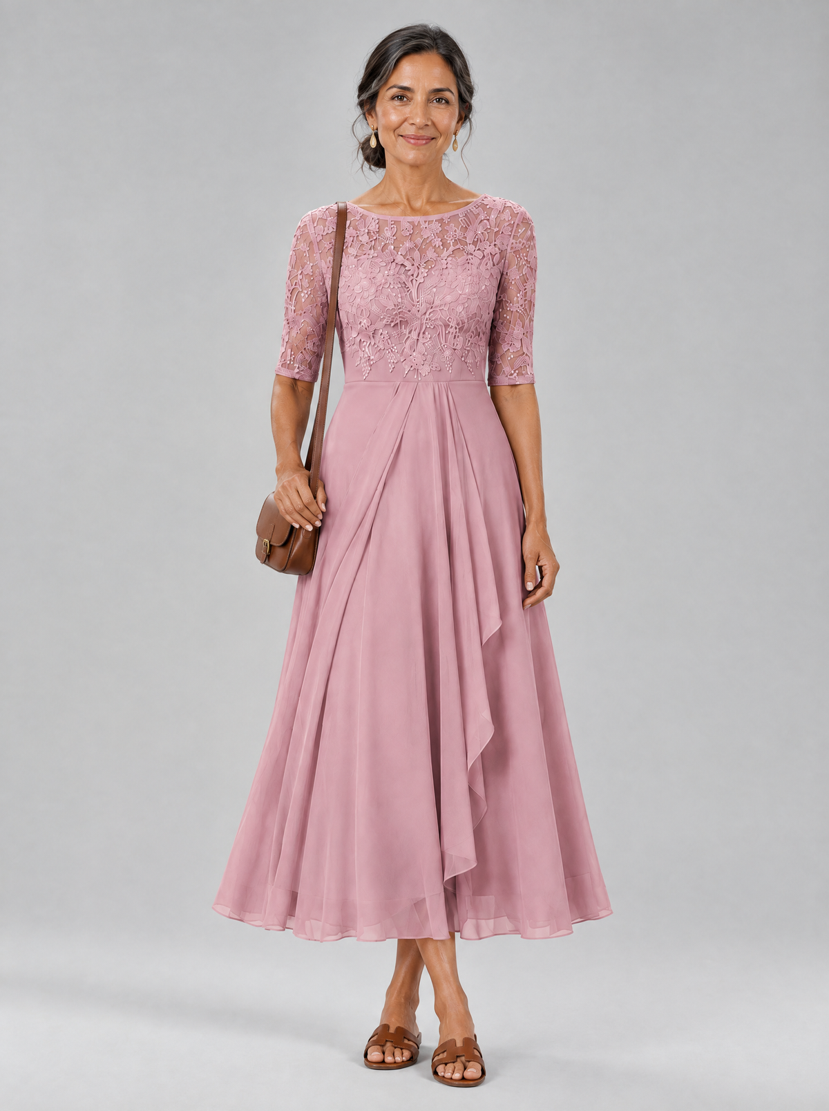 Aurelie dress in Pink, front view