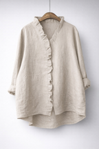 Luisa™ Elegant Ruffled Linen Blend Shirt