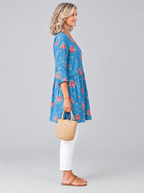 Rosella long blouse side view showing the relaxed fit