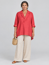 Rubina™ Coral Red Notched Lapel Tunic