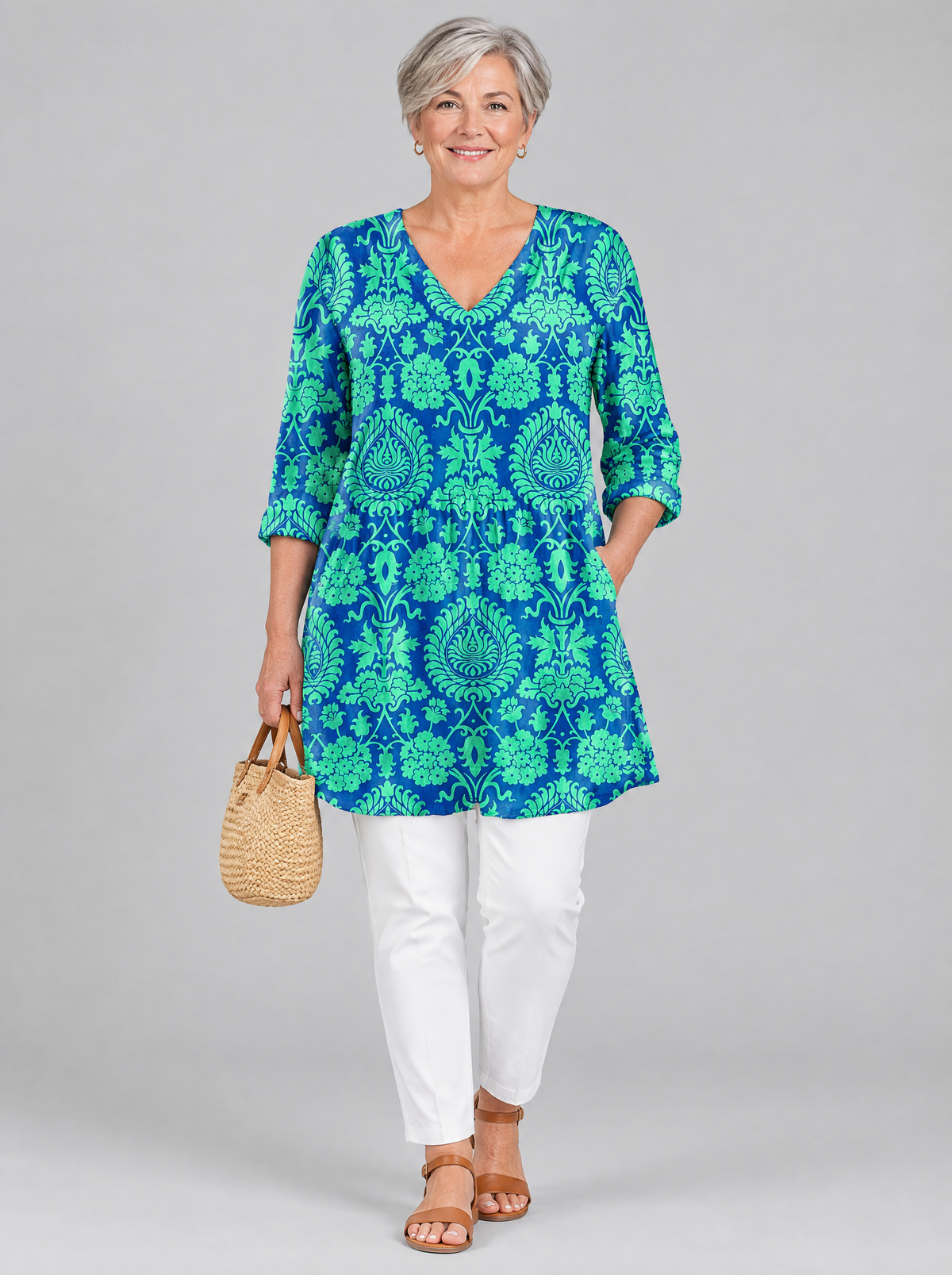 Damaris blouse in Blue and Green