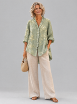 Sigrid™ Tonal Peony Ruffle Collar Tunic