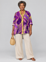 Regina™ Violet Marble Gold Ruffle Tunic