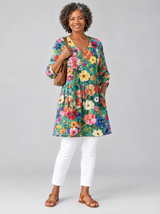 Lark™ Teal Painted Meadow Longline Blouse