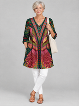 Alcina™ Jewel Feather Print Longline Blouse