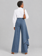 Harlow high waisted wide leg jeans in mid blue denim, back view