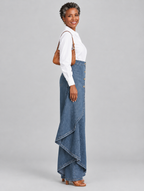 Harlow high waisted wide leg jeans in mid blue denim, side view