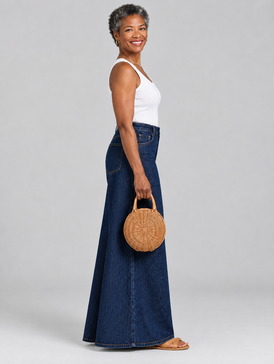 Tierney high waist jeans in dark indigo, side view
