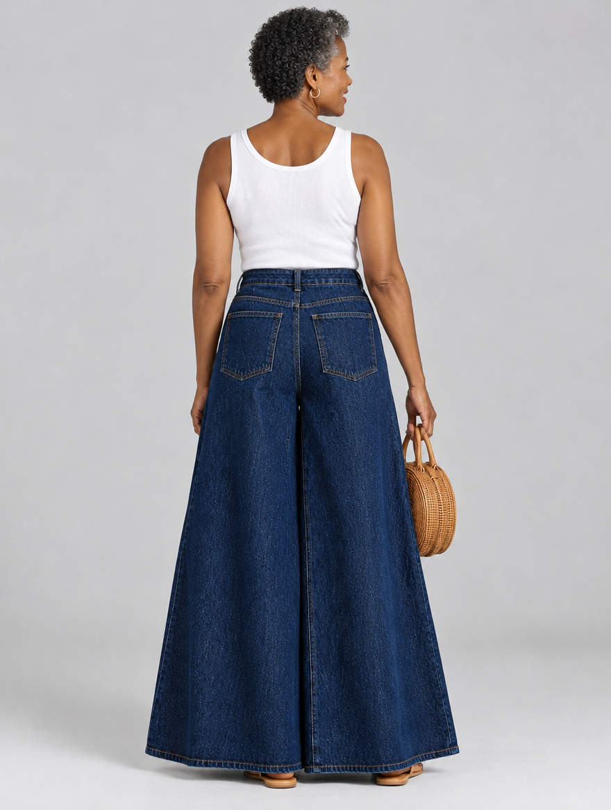 Tierney high waist jeans in dark indigo, back view