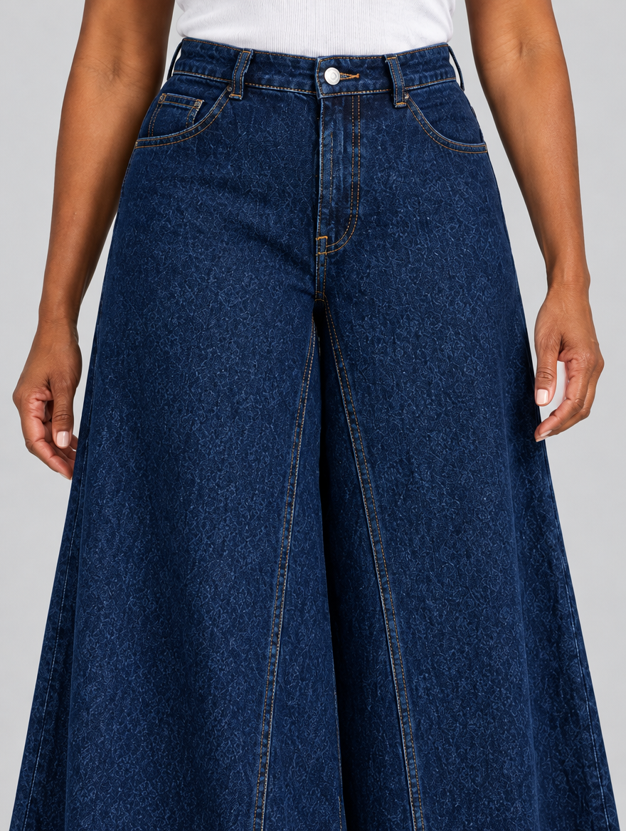 Lexi high waist jeans in dark indigo, close up of waistband, pockets and seams
