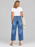 Farrah casual jeans in mid blue, back view