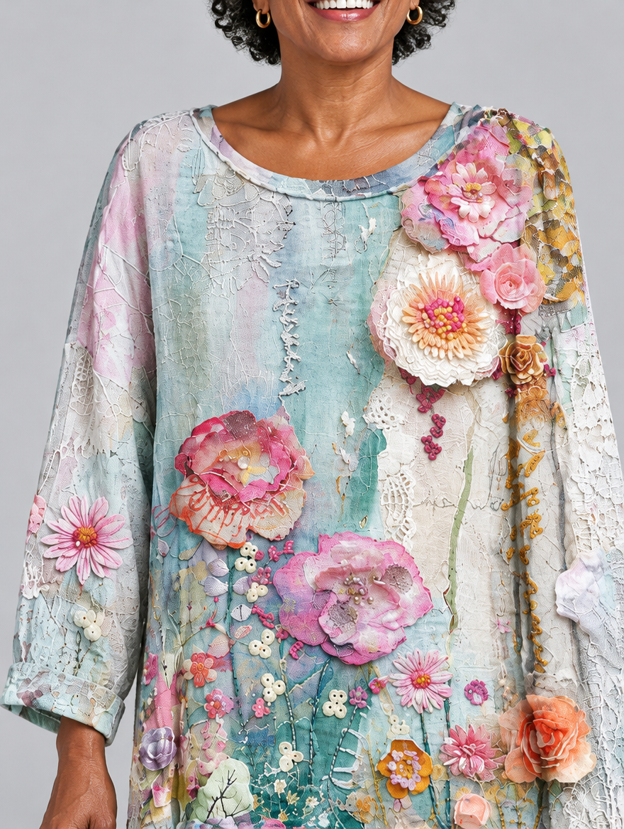 Artemisia blouse, close up of print and neckline