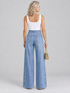 Montana high waist slit jeans in light blue, back view