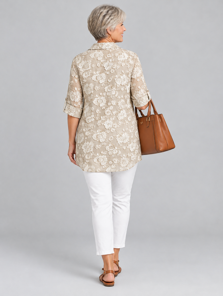 Galatea shirt in khaki, back view