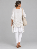 Cordula blouse in beige, back view