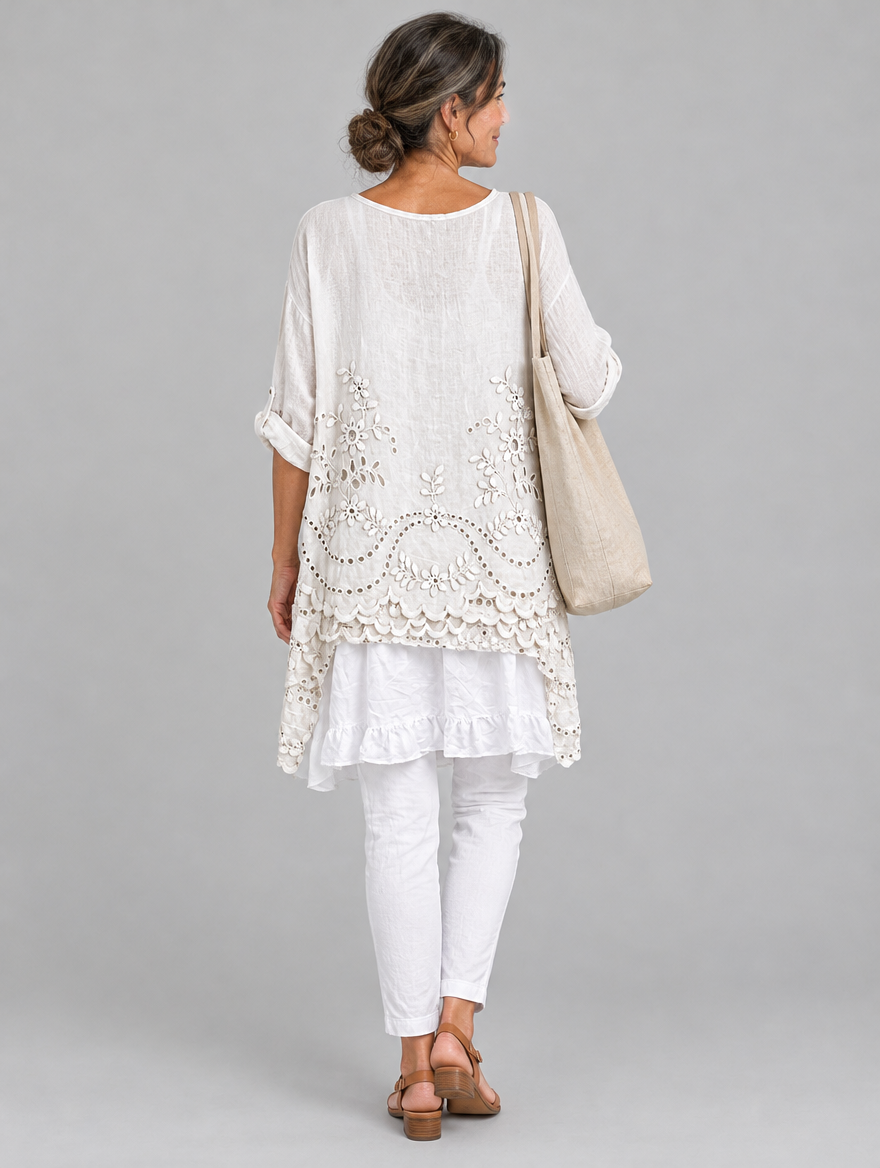 Cordula blouse in beige, back view