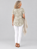 Florrie top in khaki, back view