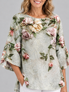 Linette top, close up of print and neckline