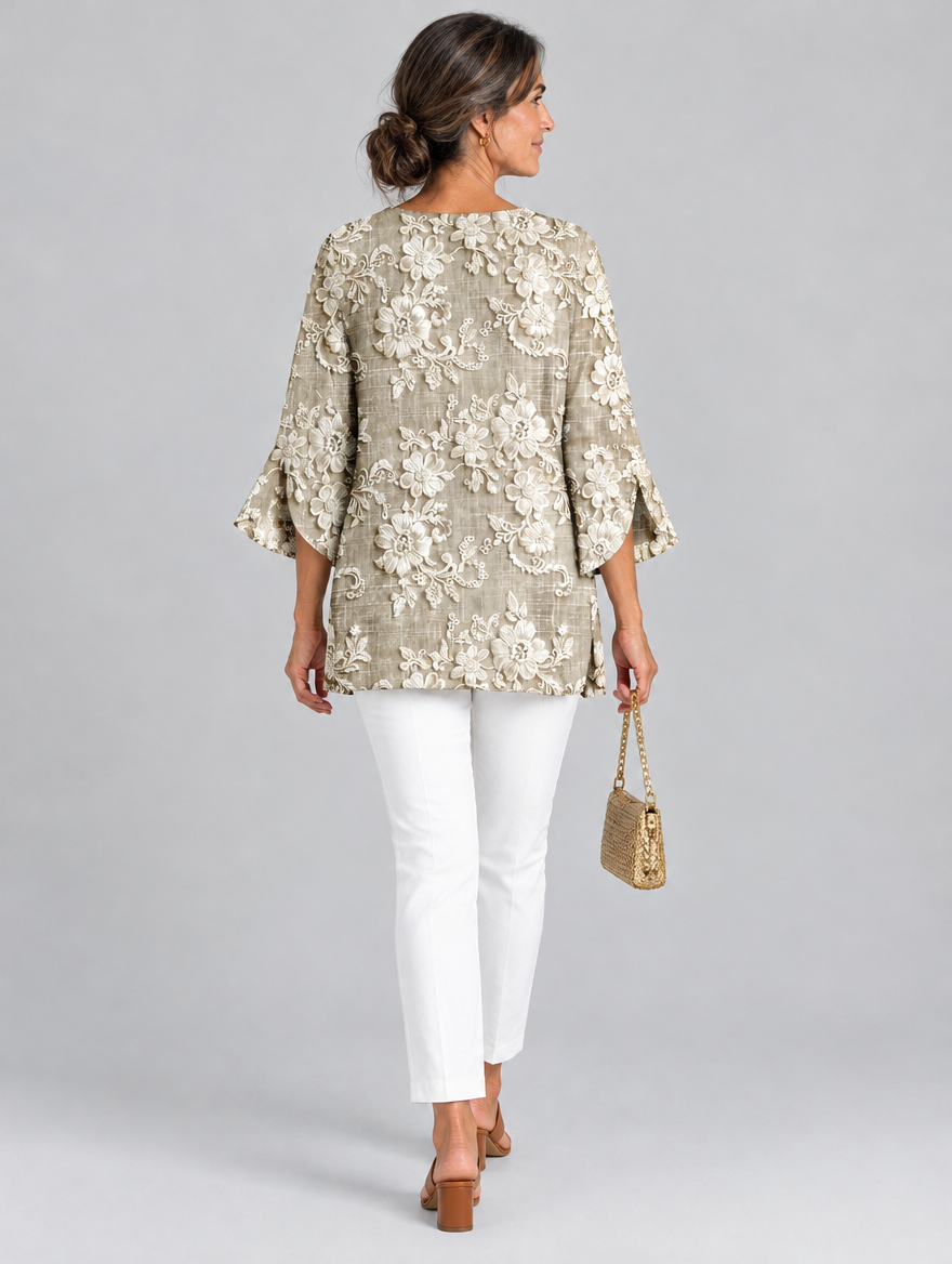 Clarabel top in khaki, back view