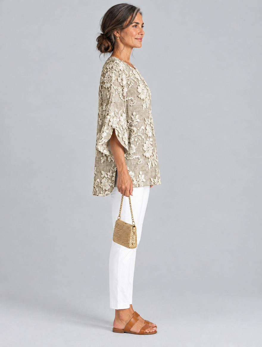 Clarabel top in khaki, side view