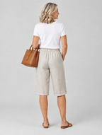 Hulda linen shorts in beige, back view