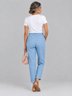 Arabel linen trousers in light blue, back view