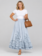 Ysolde boho skirt in blue, front view