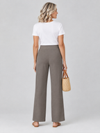 Gaia stretch pants in taupe, back view