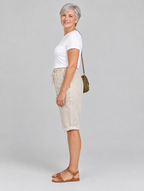 Maile linen shorts in beige, side view
