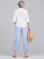 Lucetta lace pants in blue, back view