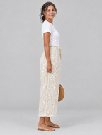 Hyacinth vine printed trousers in beige, side view