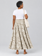 Ottavia lace print skirt in khaki, back view